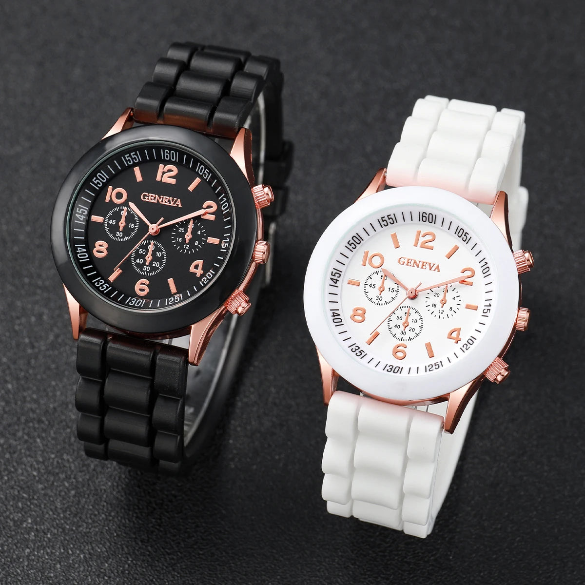 4PCS/Set Fashion Couples Watches Silicone Band Analog Quartz Watch