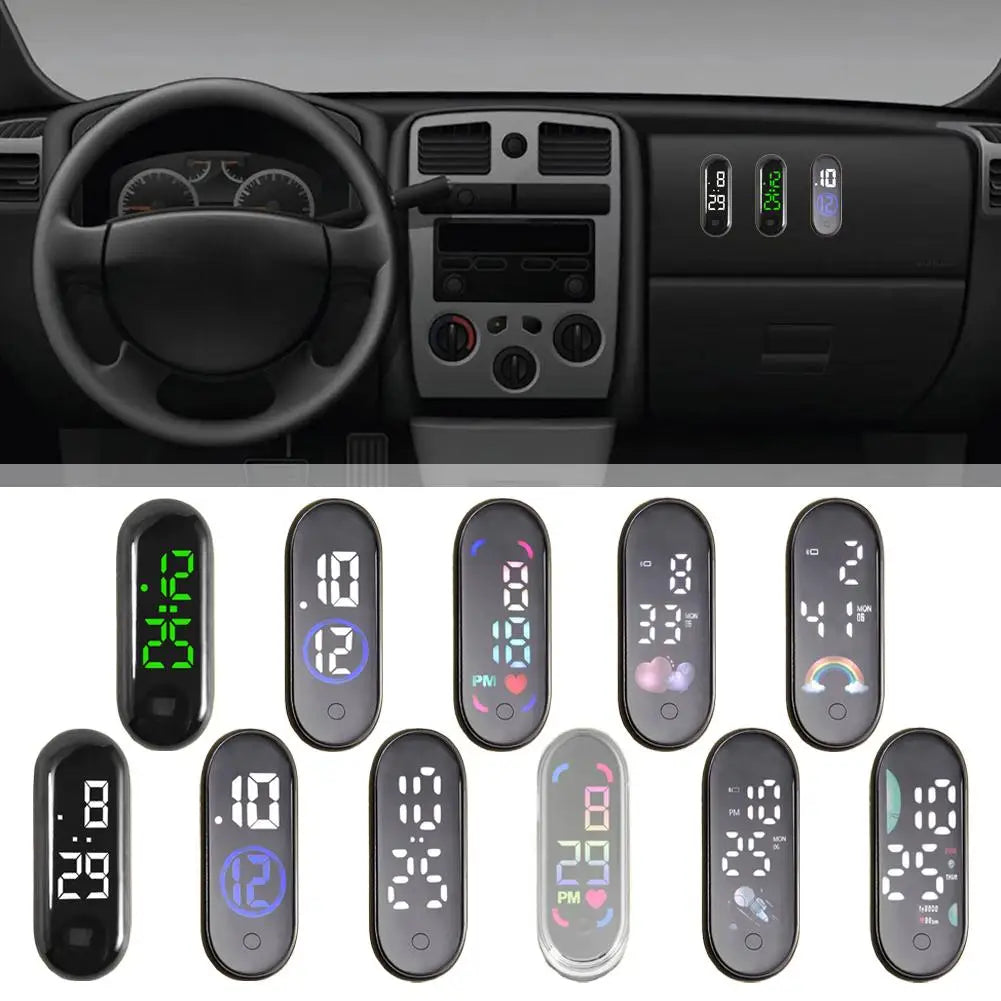 Mini Electric Car Clock LED Movement Touch Waterproof Portable Car