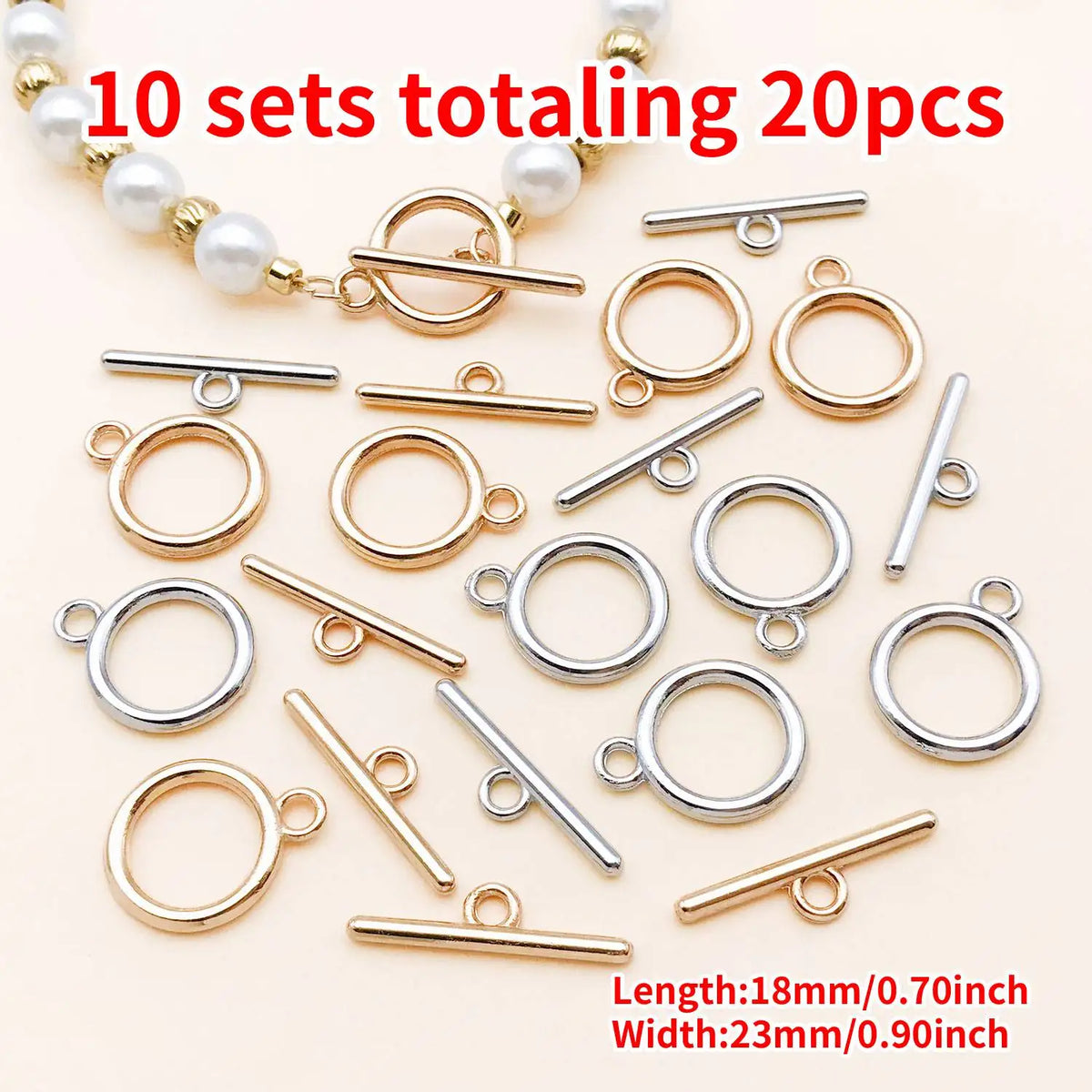 10Sets Totaling 20pcs 18K Real Gold Plated Geometry OT Clasp
