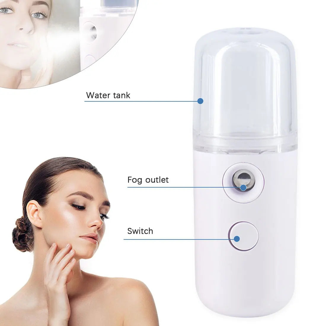 30ML Mini Facial Steamer Facial Sprayer USB Nebulizer Humidifier