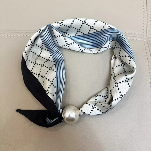 Elegant Pearl Tail Magnetic Clasp Scarf Summer New Versatile