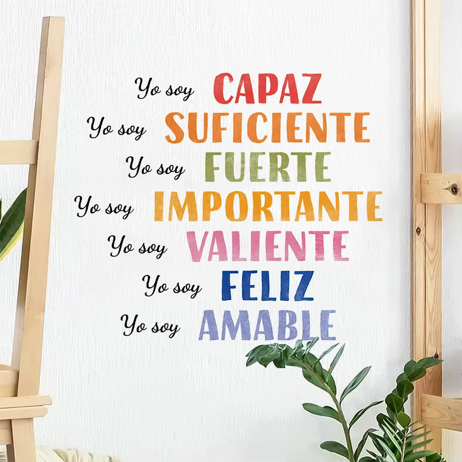 Spanish Yo Soy Rainbow Stars Sun Watercolor Wall Sticker Nursery Child