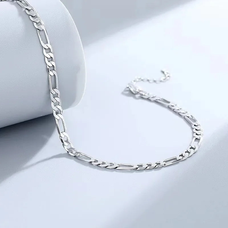 Hot Luxury 925 Sterling Silver Bracelets Anklet Y2K 4MM Chain
