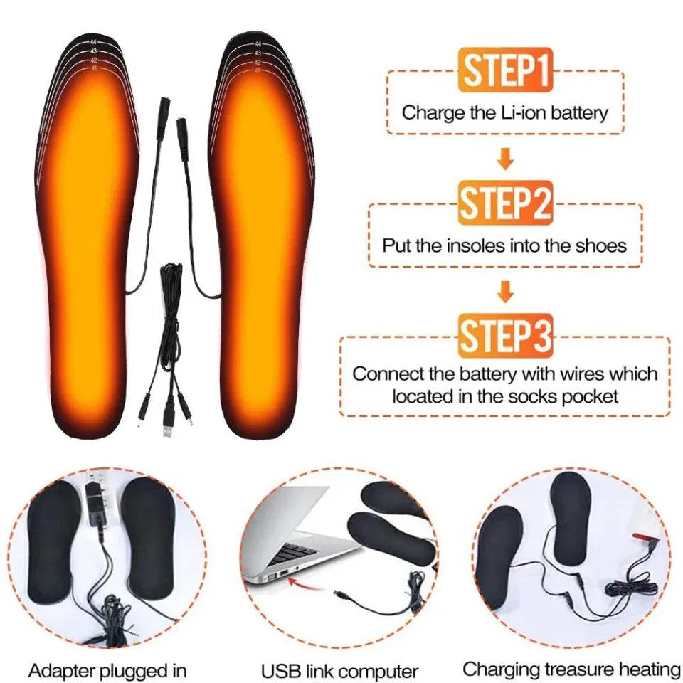 USB Rechargeable Heated Insoles for Winter Customizable Electric Shoe