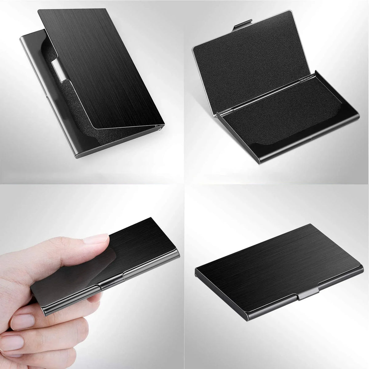 Premium Ultra Thin Stainless Steel Business Card Holder - Silver Metal