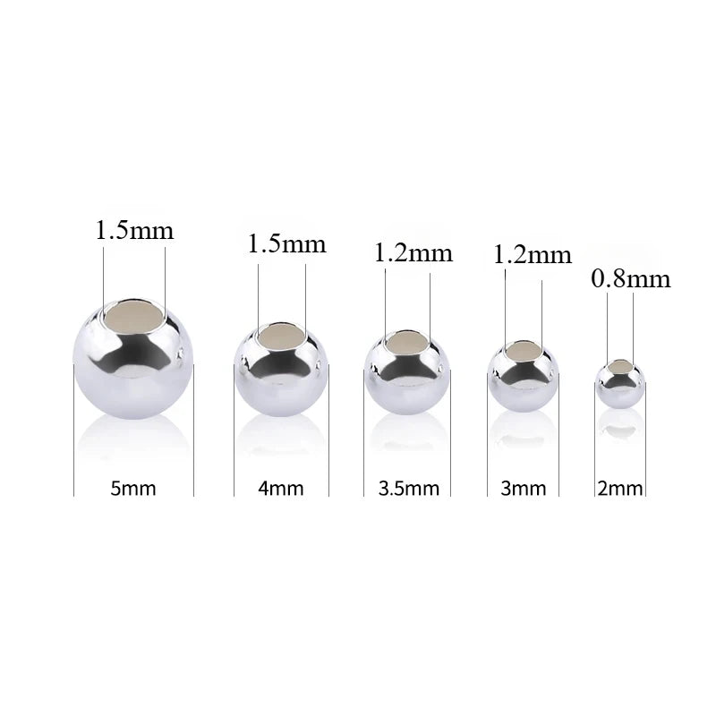 A Lot/pack 925 Sterling Silver Round Beads Spacer Beads for Jewelry
