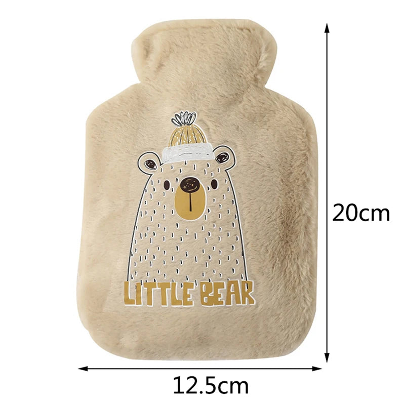 Cartoon Plush Rabbit Bear Hot Water Bottle Water Filling Velvet Small