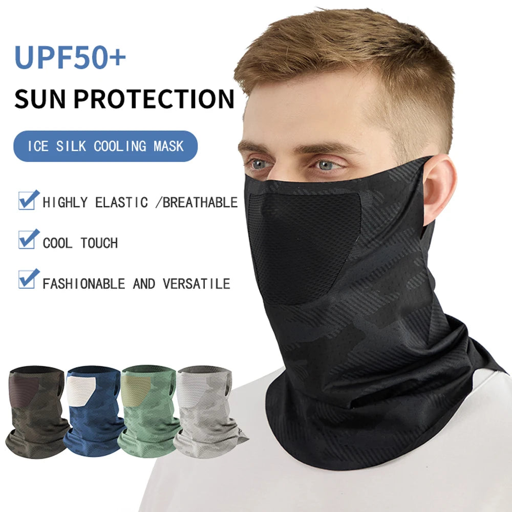 Sunscreen Face Mask Breathable Mesh Neck Gaiter Mask Scarf Ice Silk