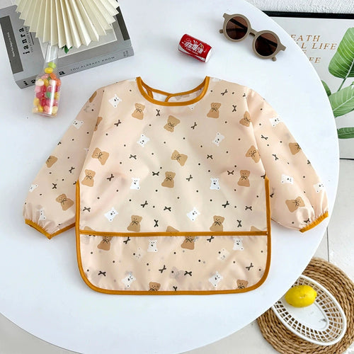 Waterproof Full Sleeve Baby Bibs Children Apron Long Sleeve Feeding