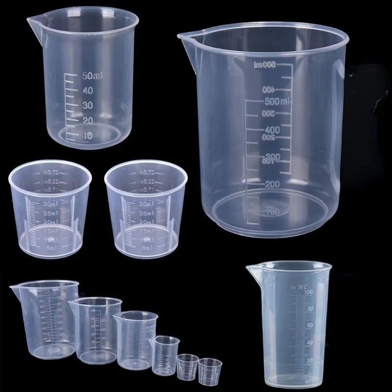 6Pcs Plastic Measuring Cups Set - Clear Graduated Beaker with Spout