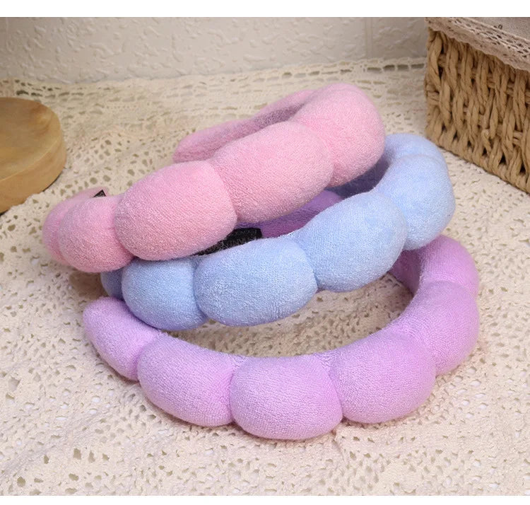 Fashion Microfiber Washing Wristbands Scrunchies Puffy Headband Spa
