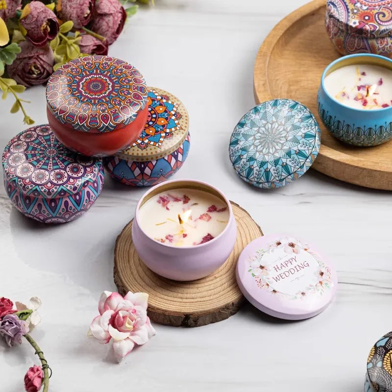 Vintage Scented Candles Soy Wax Candle Jars Flower Fragrance