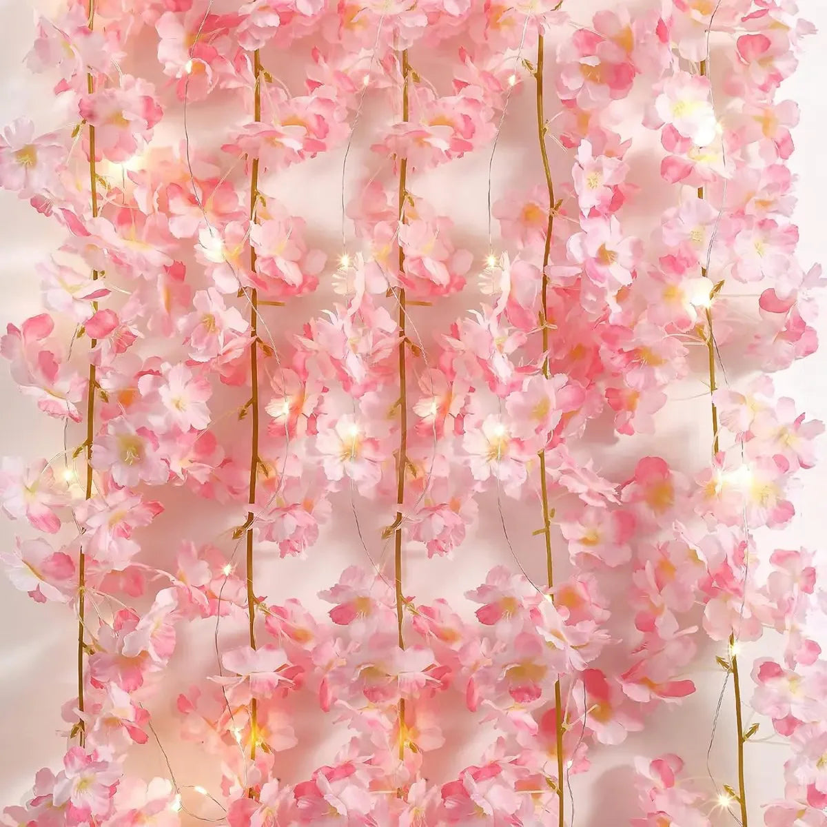 Cherry Blossom String Light Garland Artificial Flower Vines
