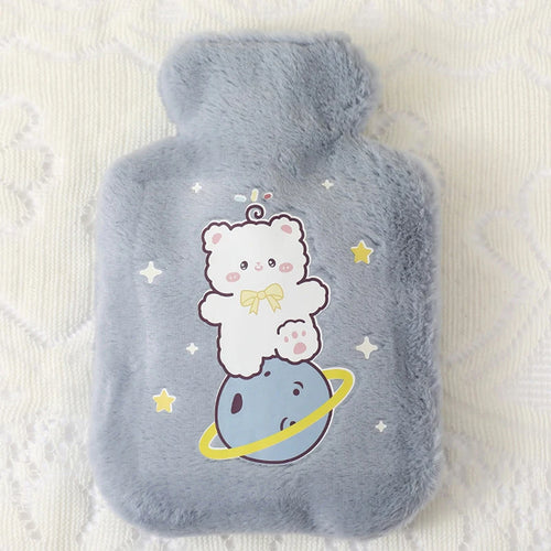 Cartoon Plush Rabbit Bear Hot Water Bottle Water Filling Velvet Small