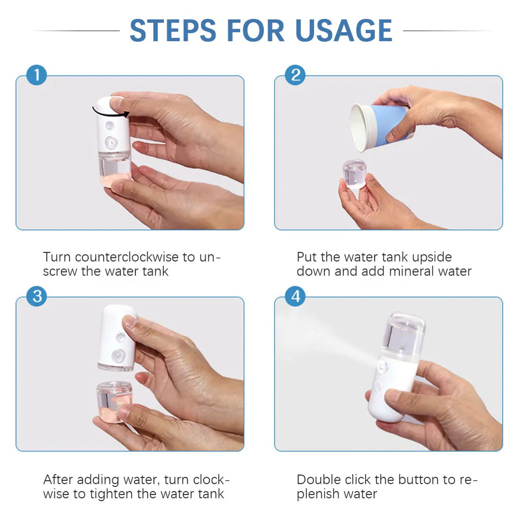 30ML Mini Facial Steamer Facial Sprayer USB Nebulizer Humidifier