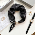 Elegant Chic Pearl Stripe Scarfs Women Fashion Convenient Magnetic