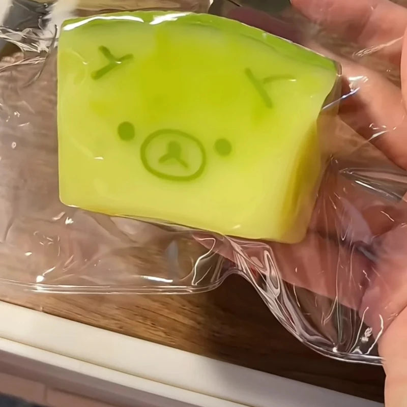 Green Melon Bear Slow Rising Squishy Toy Cute Animal Squeeze Fidget