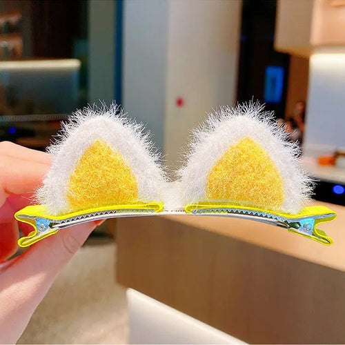 2 Pcs Plush Cat Ears Hairpins Girls Hair Clips Hair Accessories