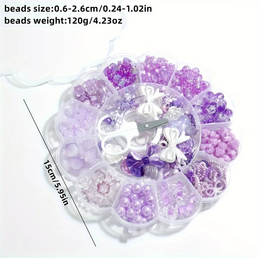 13 Grid 6-26mm Purple Plum Blossom Set Box, Handmade DIY Jewelry