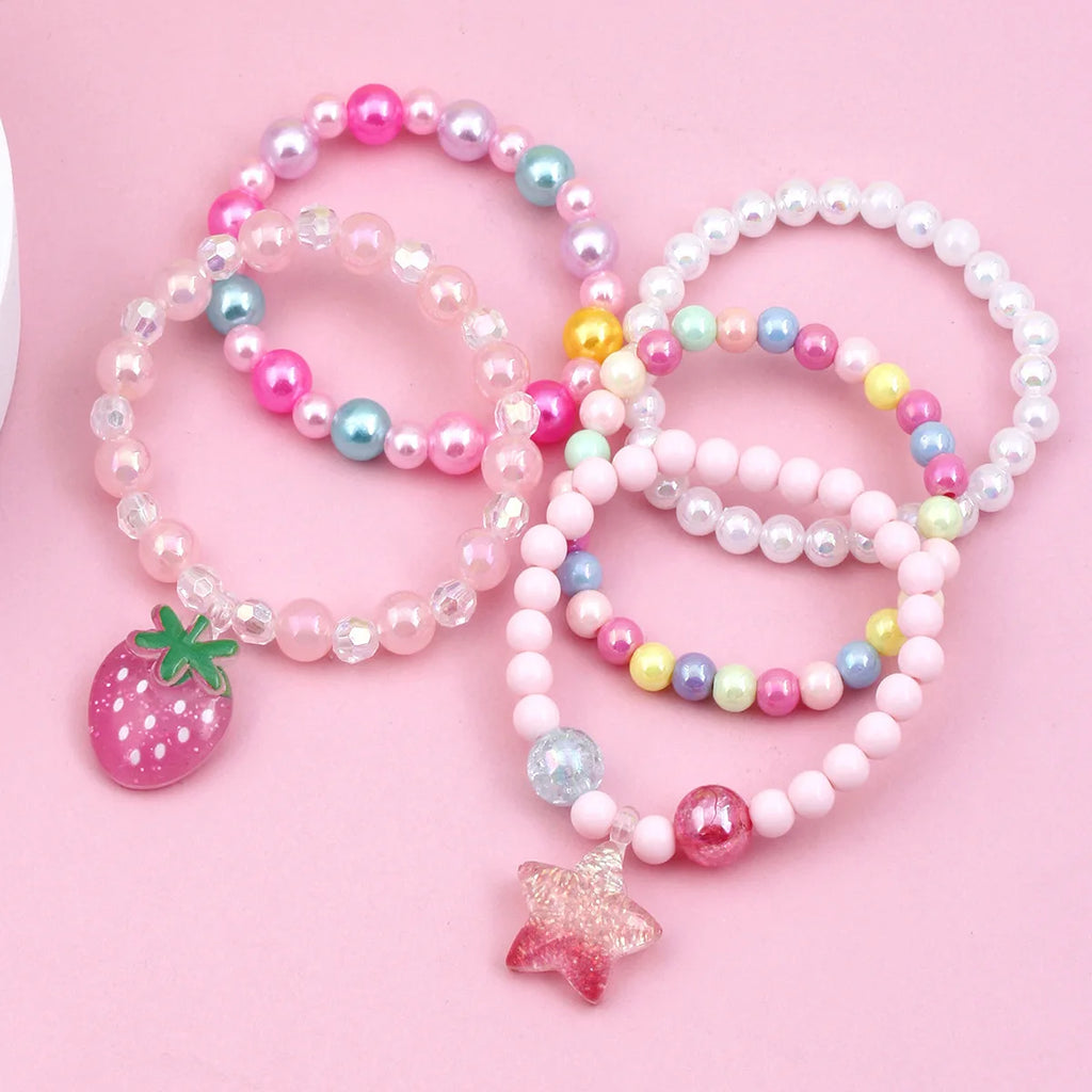 5 pieces of suit children's beaded bracelet suit new color acrylic