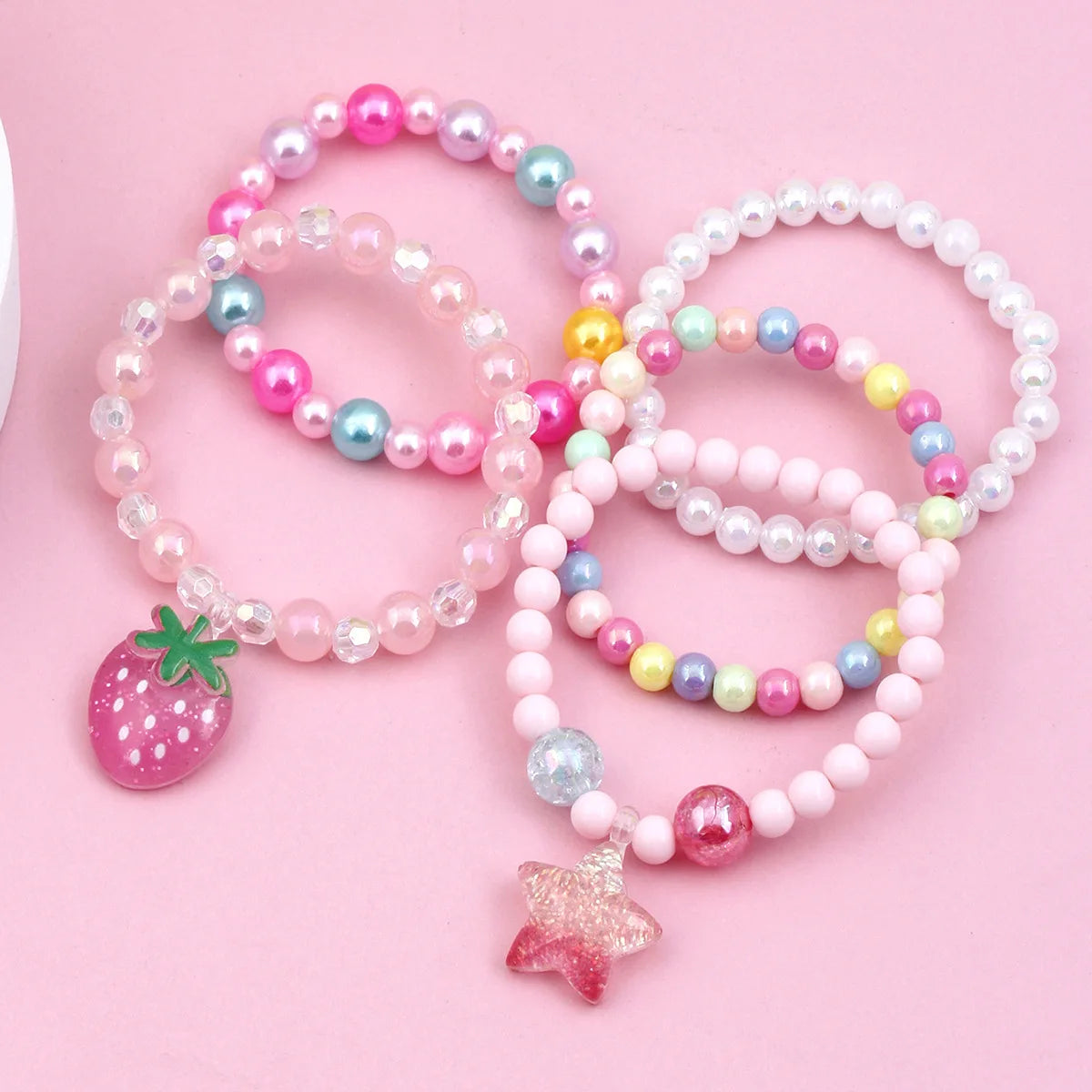 5 pieces of suit children's beaded bracelet suit new color acrylic