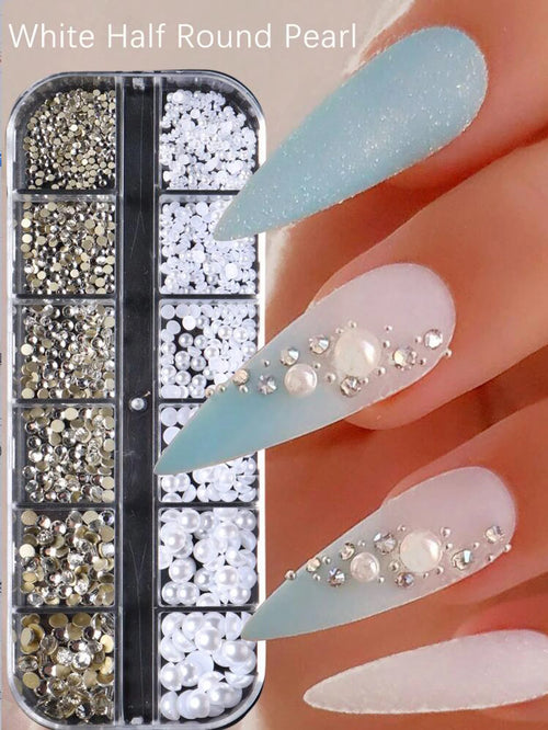 12Grids Mixed Mini Christmas Gems Nail Charms 2mm Luxury Crystal Nail