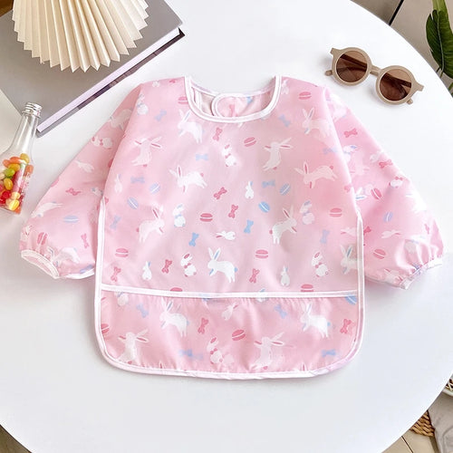 Waterproof Full Sleeve Baby Bibs Children Apron Long Sleeve Feeding