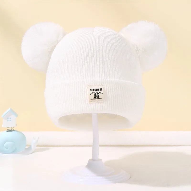 Autumn Winter Baby Warm Knitted Hats With Pom Kids Knit Beanie Hat
