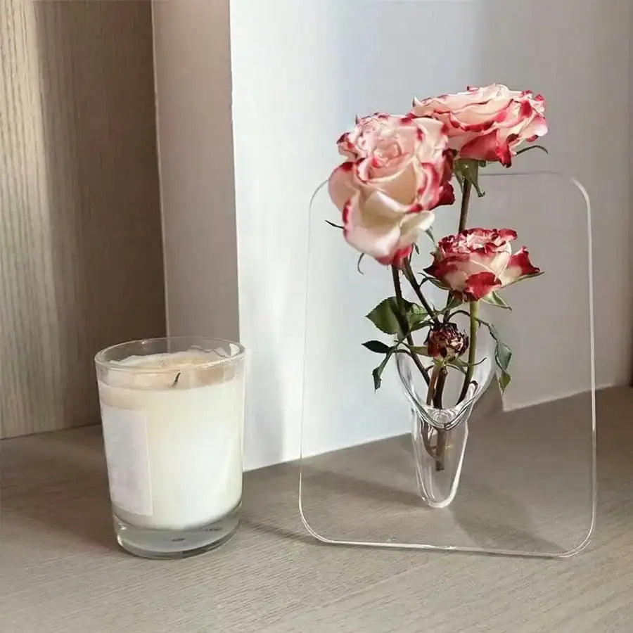 Frame Flower Vase - Clear Acrylic Vase for Flowers, Modern Art Vases