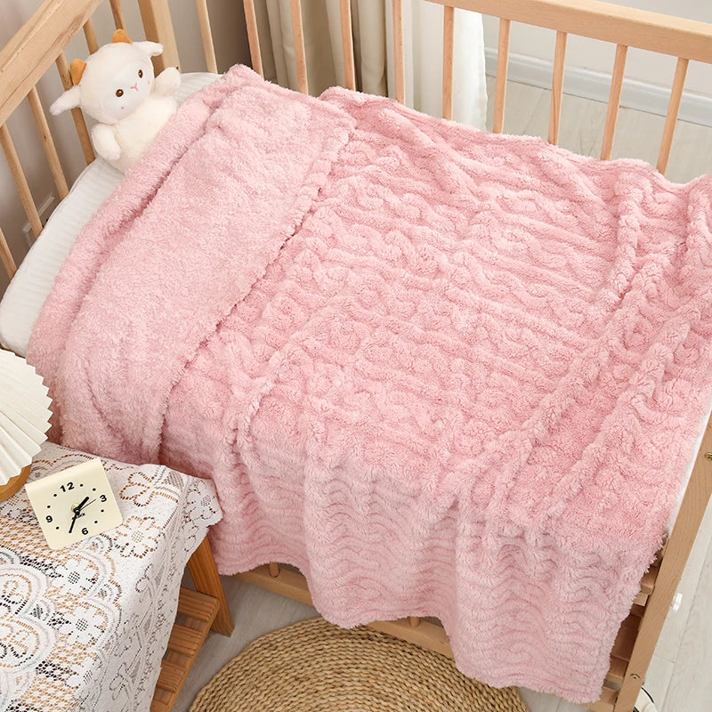1 Coral Fleece Blanket for Babies and Children - Ultra-Soft Striped