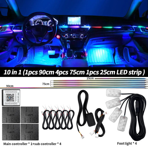 Universal LED Car Ambient Light RGB 64 213 Color Acrylic Strips