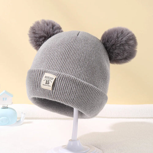 Autumn Winter Baby Warm Knitted Hats With Pom Kids Knit Beanie Hat