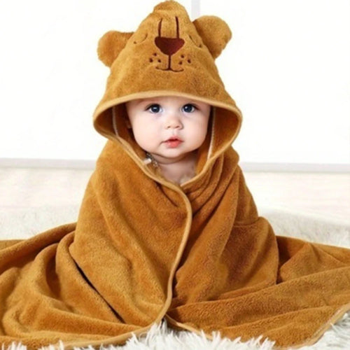 Baby Animal-Shaped Bathrobe, Quick-Absorbing Soft Hooded Bath Towel