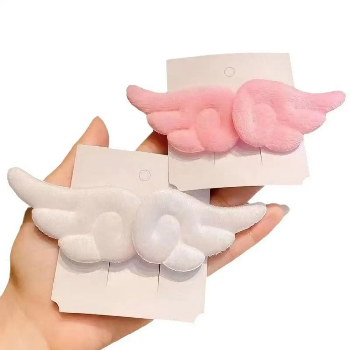 2 Pcs Sweet Angel Wing Plush Hair Clips Girl Bangs Cute Hairpin Simple