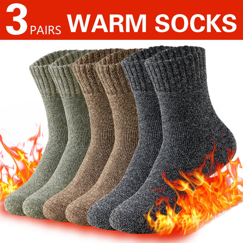 3 Pairs Winter Thick Towel Men's Socks Man's Outdoor Sports Long Socks