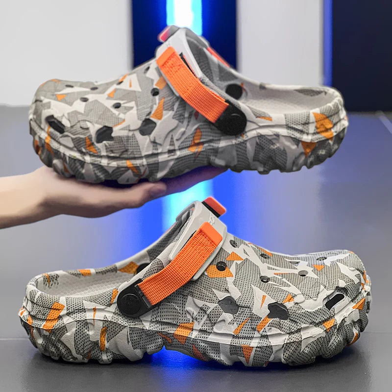 Men's Clogs Slippers Sandal Male Garden Shoes Flat Camouflage