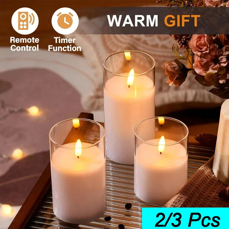 LED Electronic Candles Light Flameless Remote Timer Flickering Lamp