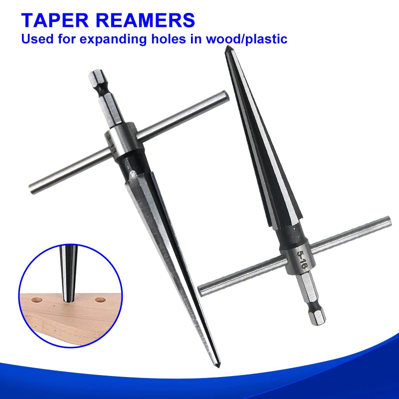 Woodwork Taper Reamer 3-13/5-16mm Wooden Board Electric Drill Hole
