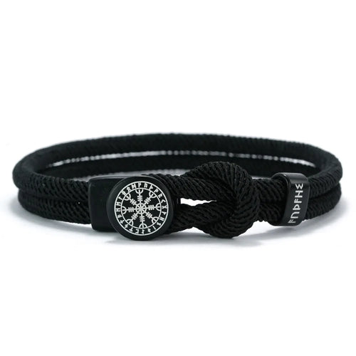 Viking Rune Amulet Rope Bracelet for Men Women Handmade Braided
