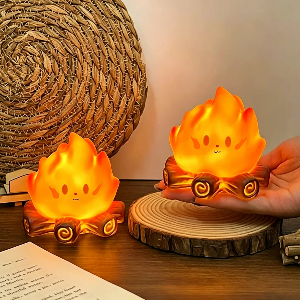 Mini Cute Cartoon Campfire Silicone Night Light, Creativity LED Flame