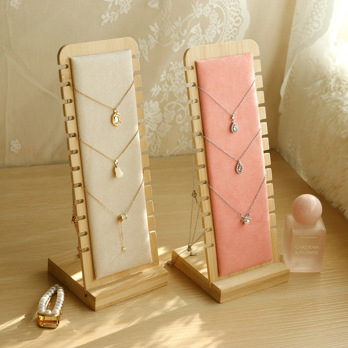 Wood Necklace Display Stand Large Capacity Pendant Bracelet Anklet