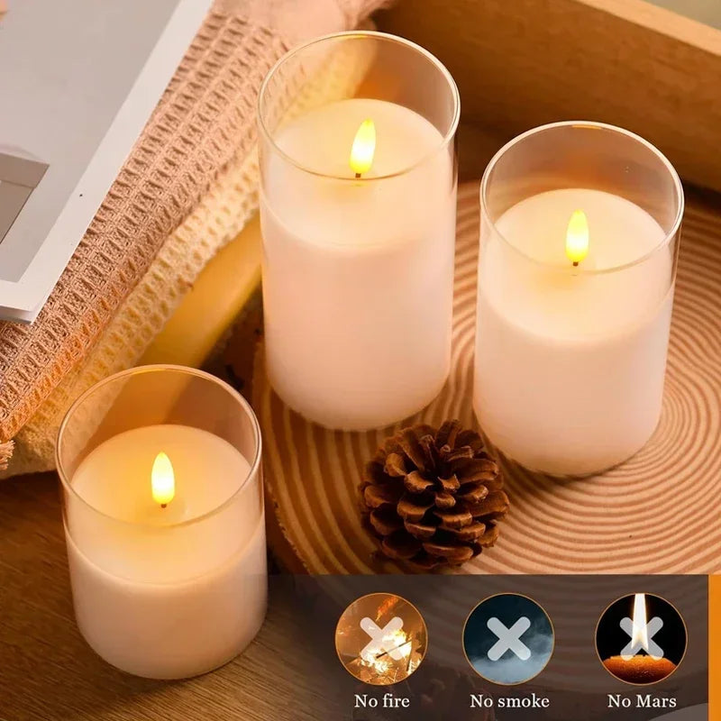 LED Electronic Candles Light Flameless Remote Timer Flickering Lamp