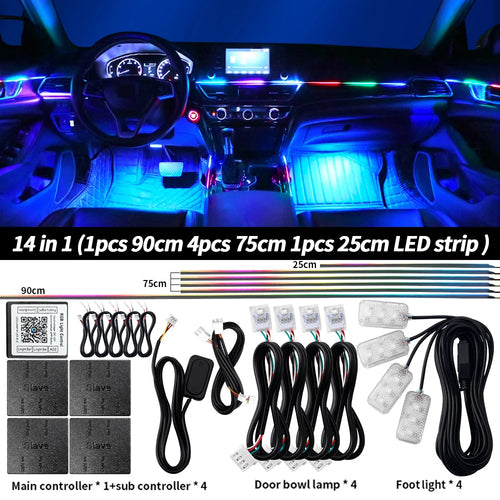 Universal LED Car Ambient Light RGB 64 213 Color Acrylic Strips