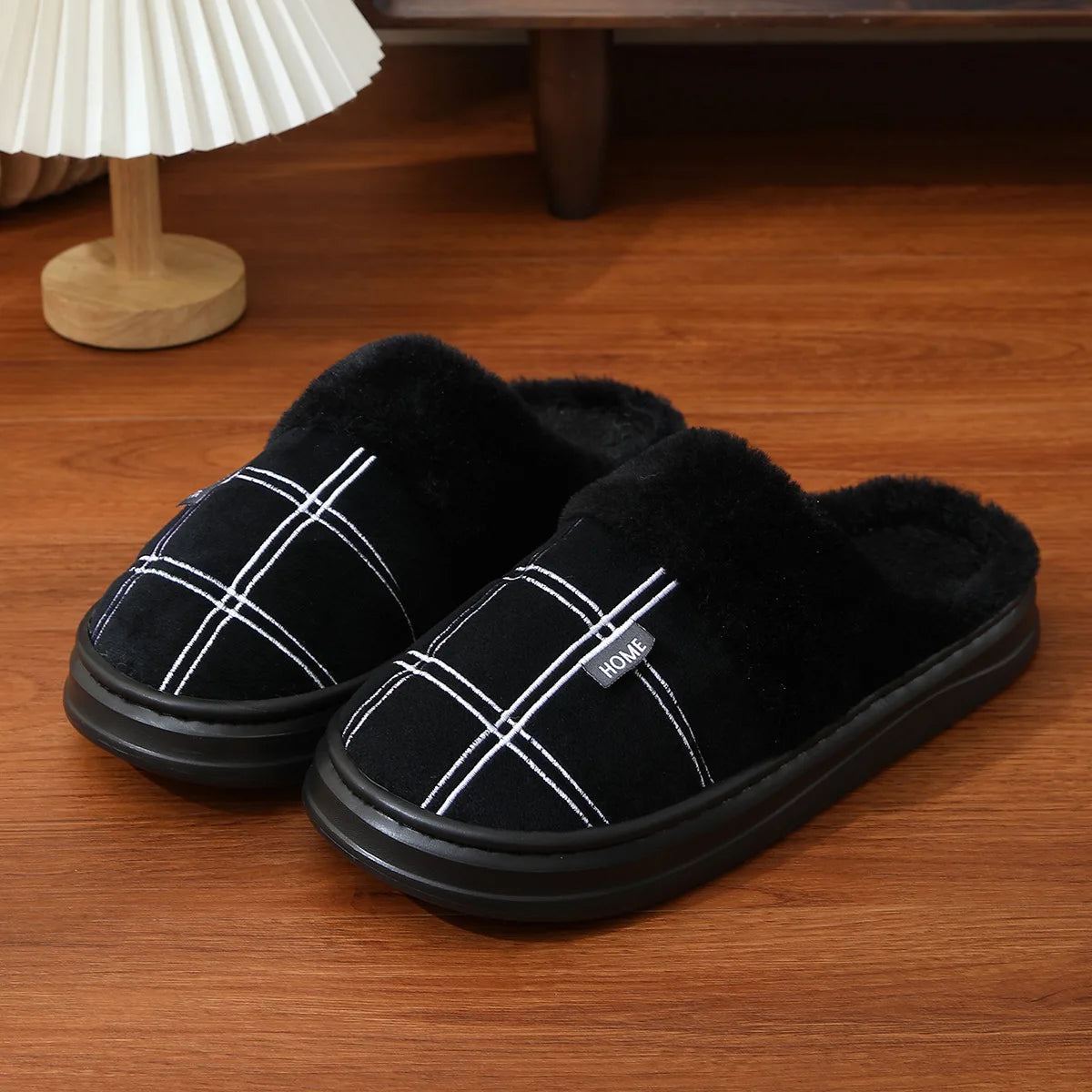 Men's Extra Large Winter Slippers Non-Slip Plush Home Shoes Warm Thick
