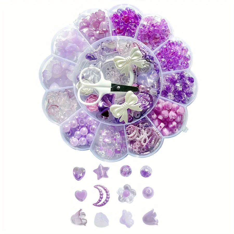 13 Grid 6-26mm Purple Plum Blossom Set Box, Handmade DIY Jewelry