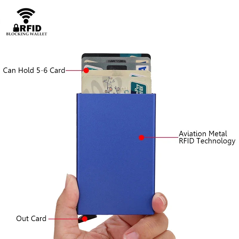 Rfid Metal Credit Card Holder Luxury Men Minimalist Wallet Cardholder