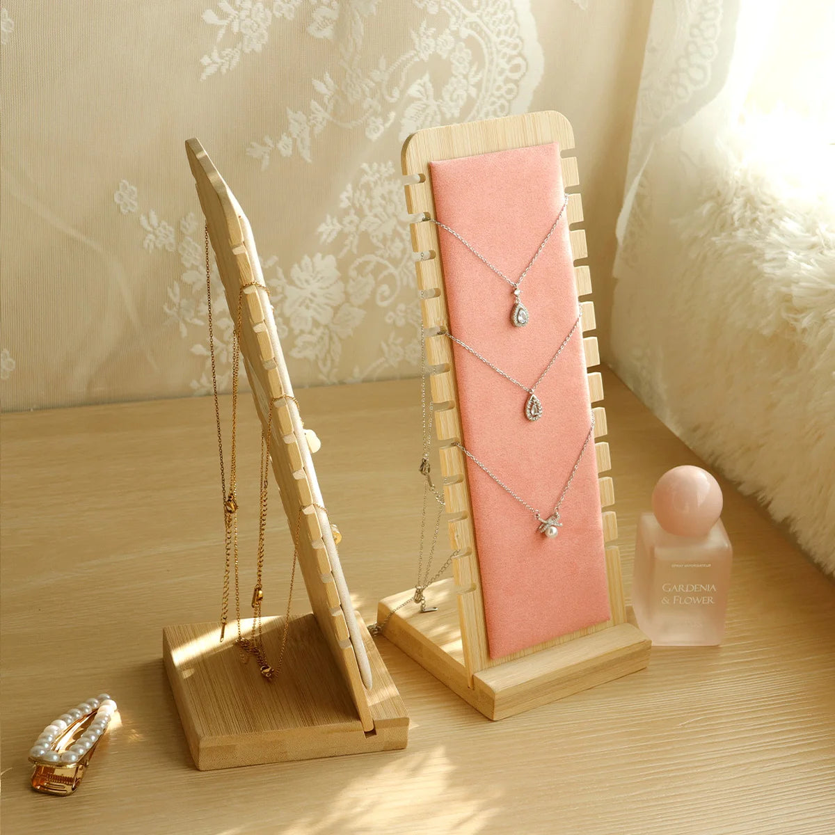 Wood Necklace Display Stand Large Capacity Pendant Bracelet Anklet