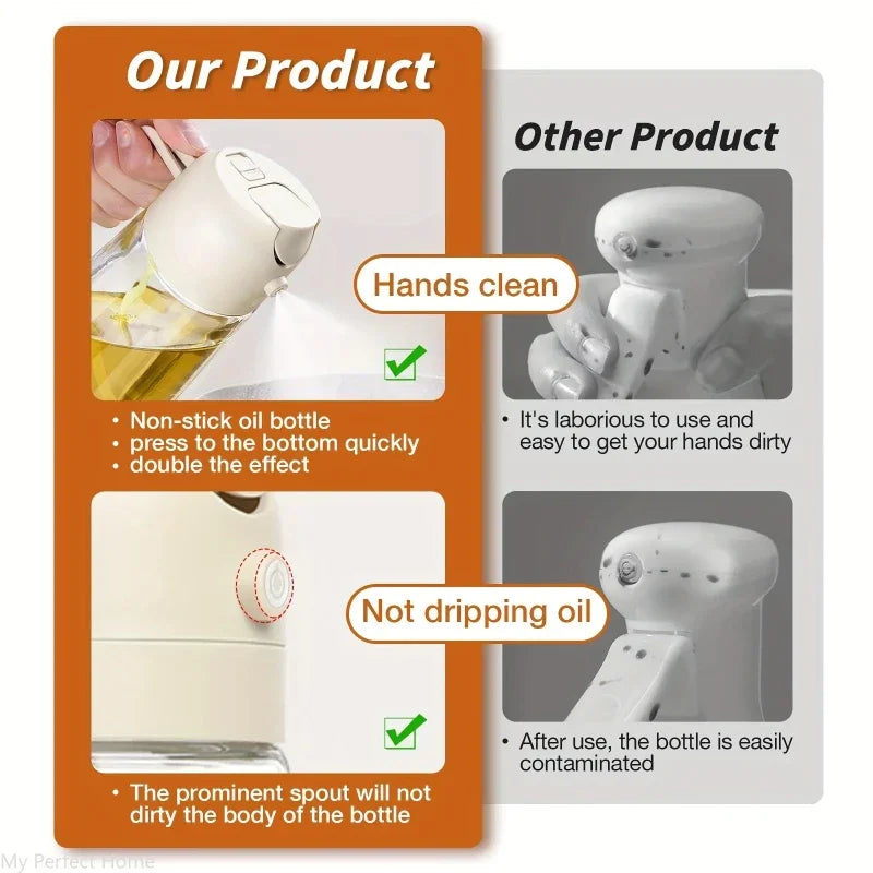 2in1 500ml Plastic Kitchen Oil Sprayer Spray Oil Olive Spray Bottle
