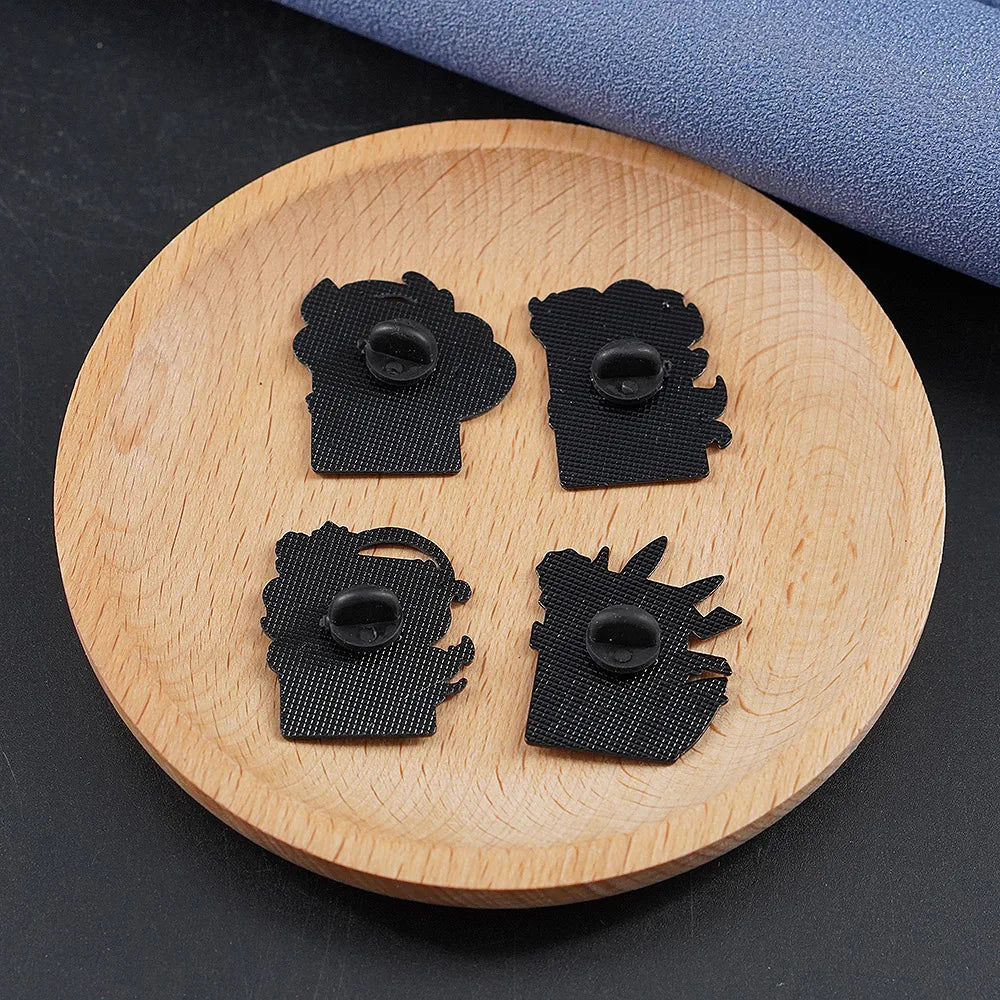 4pcs Cartoon Charmander Enamel Pins Metal Brooches Lapel Badges for