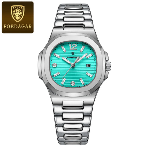 POEDAGAR Square Fashion Woman Wristwatch Luminous Waterproof Date